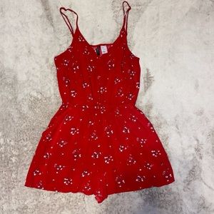 Red Floral Romper